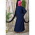 Designer frilled abaya- Navy Blue-Pink